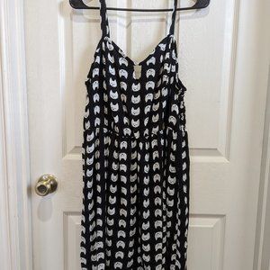 Cat Print Black Dress